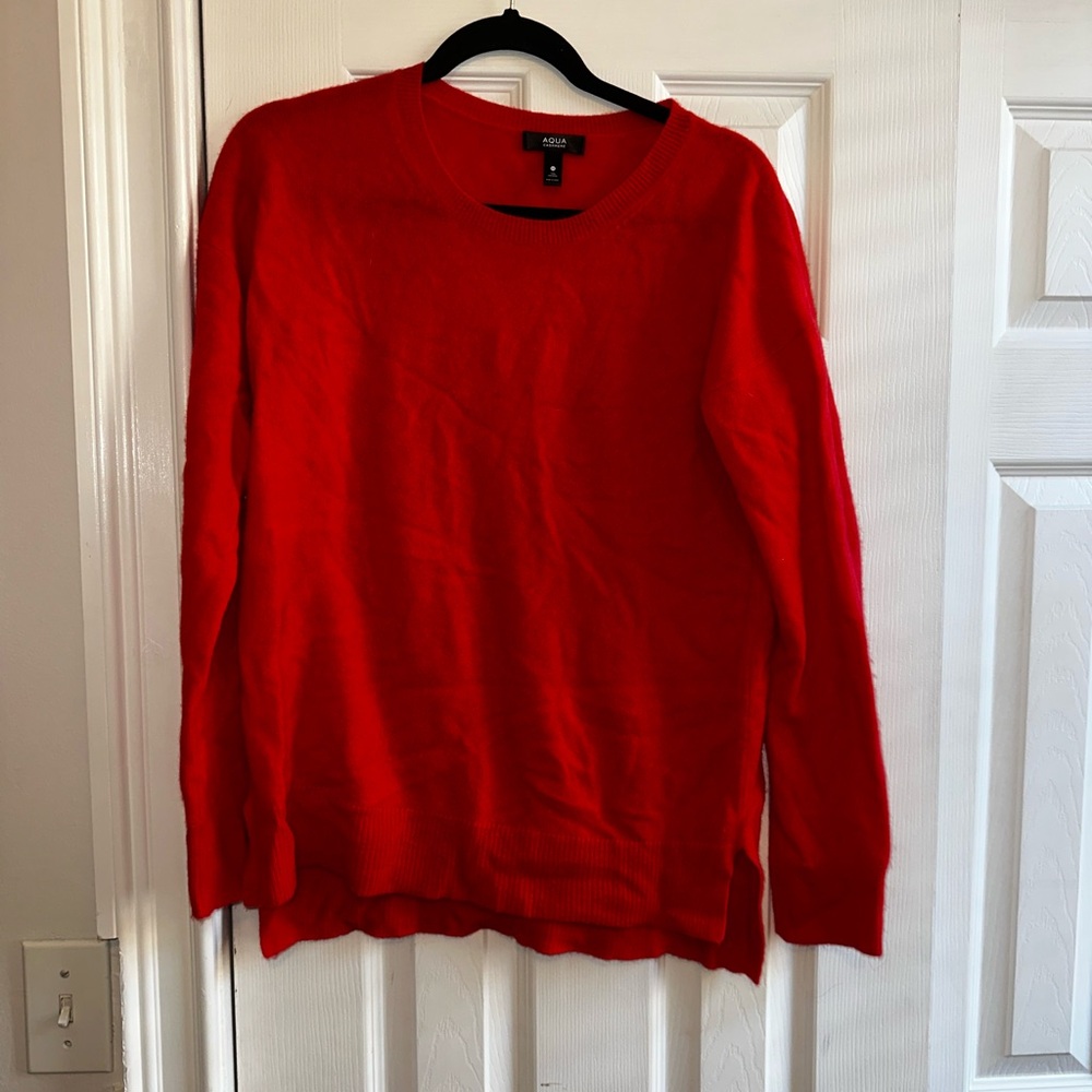 Red Cashmere Crewneck Sweater